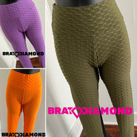 High Waisted Honeycomb Butt Lift Leggings | - Brat Diamond